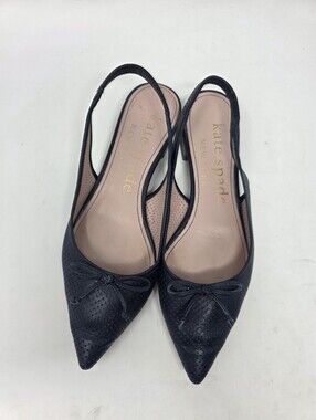 Kate Spade New York Navy Leather Slingback Flats Size 6.5B Pointed Toe Bow
